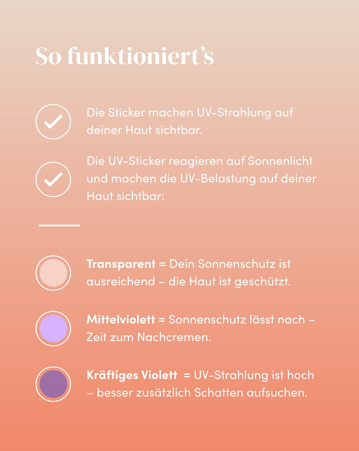 Wirkweise der transparenten UV-Indicator Sticker zur frühzeitigen Erkennung von unzureichenden Sonnenschutz