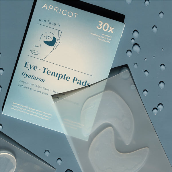 Eye and temple pads with hyaluronic acid