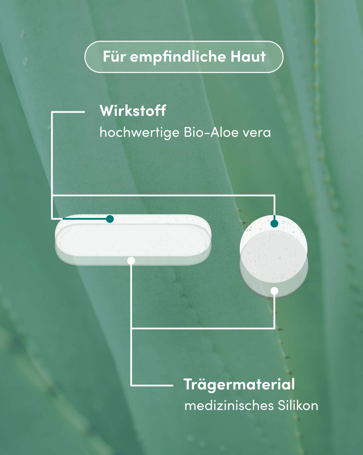 Transparentes Narben Pad mit Aloe vera aus medizinischem Silikon