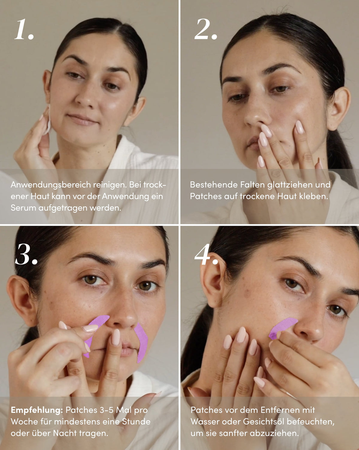 Anwendung der APRICOT Mund Patches mit Ectoin an der Mundpartie
