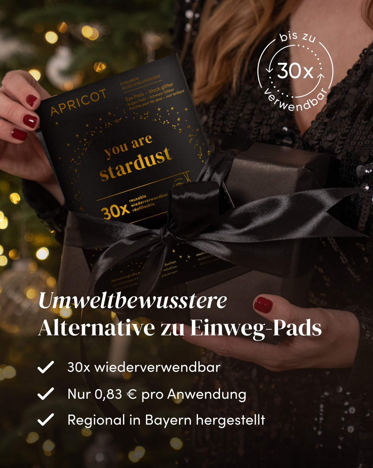 Wiederverwendbare APRICOT Silikon-Augenpads mit Hyaluron, bis zu 30 Anwendungen