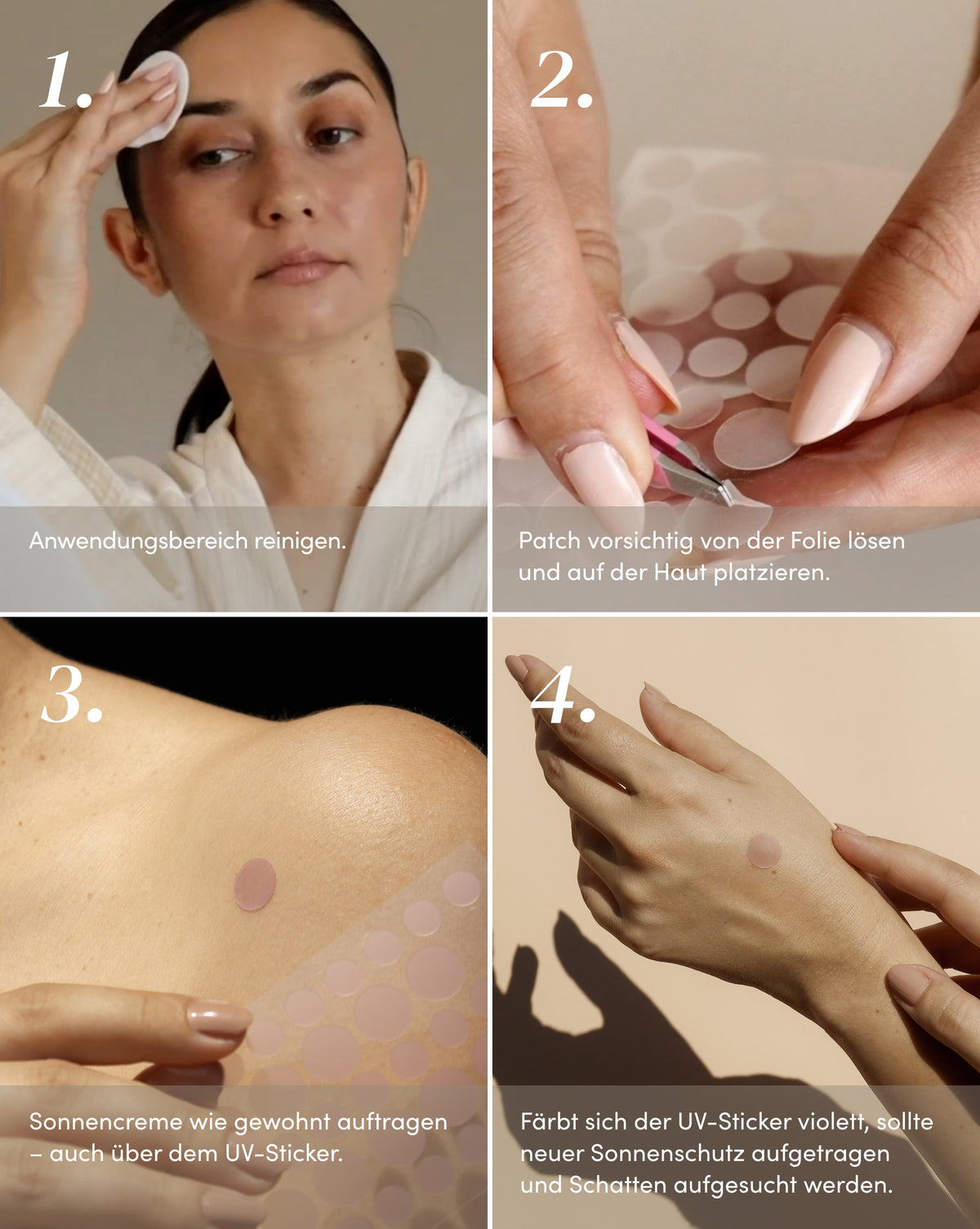 Anwendung der transparenten APRICOT UV-Indicator Sticker auf der Haut